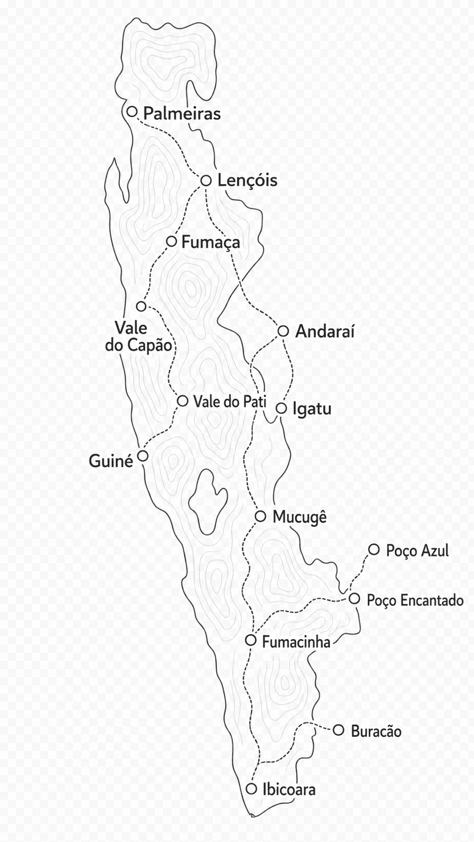 Mapa de localizacao da Chapada Diamantina na Bahia